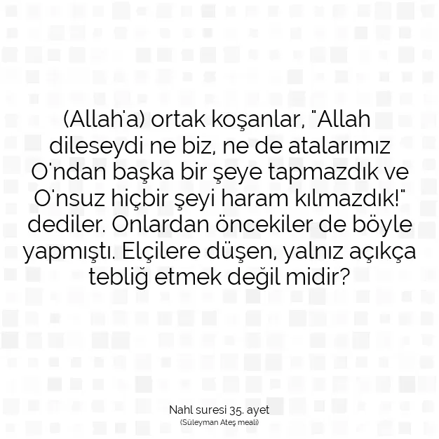 Ayetbul | Kuran Mealleri | Quran | Nahl suresi 35. ayet