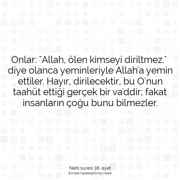 Ayetbul | Kuran Mealleri | Quran | Nahl suresi 38. ayet