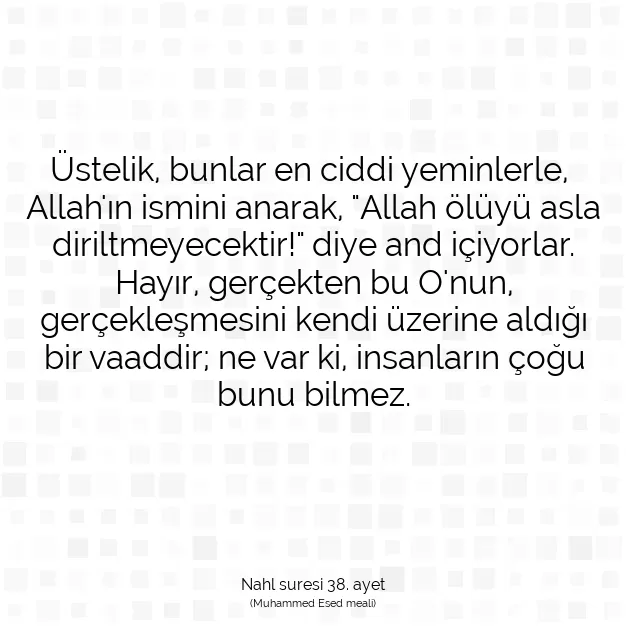 Ayetbul | Kuran Mealleri | Quran | Nahl suresi 38. ayet