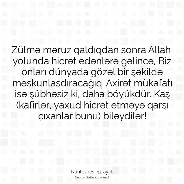 Ayetbul | Kuran Mealleri | Quran | Nahl suresi 41. ayet