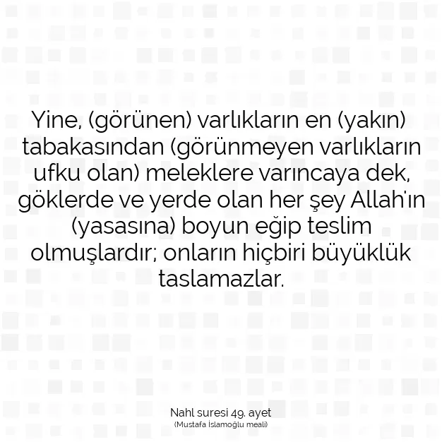 Ayetbul | Kuran Mealleri | Quran | Nahl suresi 49. ayet