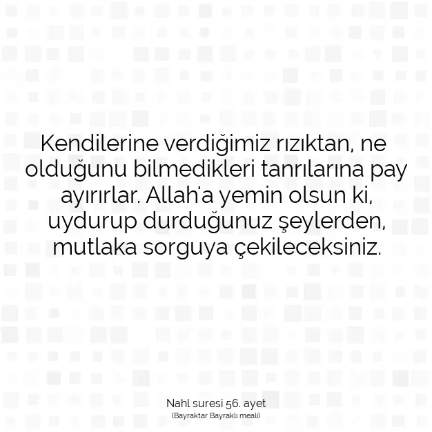 Ayetbul | Kuran Mealleri | Quran | Nahl suresi 56. ayet