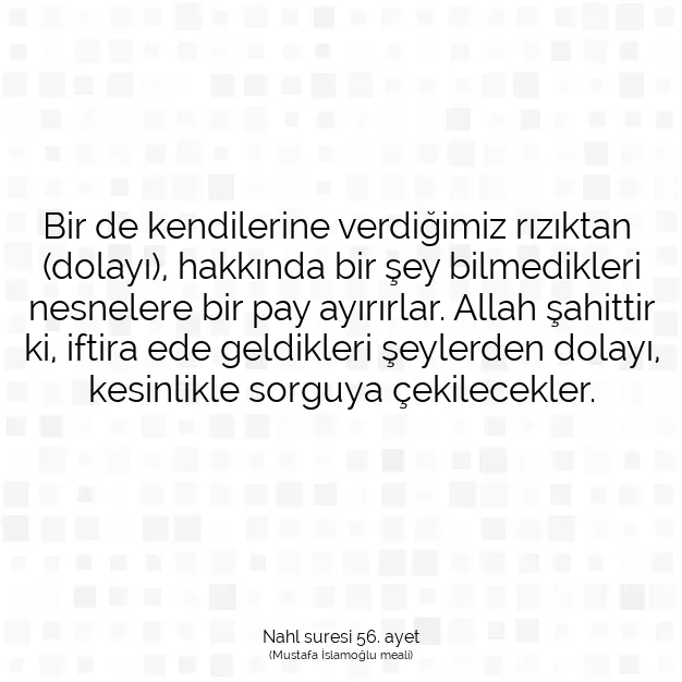 Ayetbul | Kuran Mealleri | Quran | Nahl suresi 56. ayet