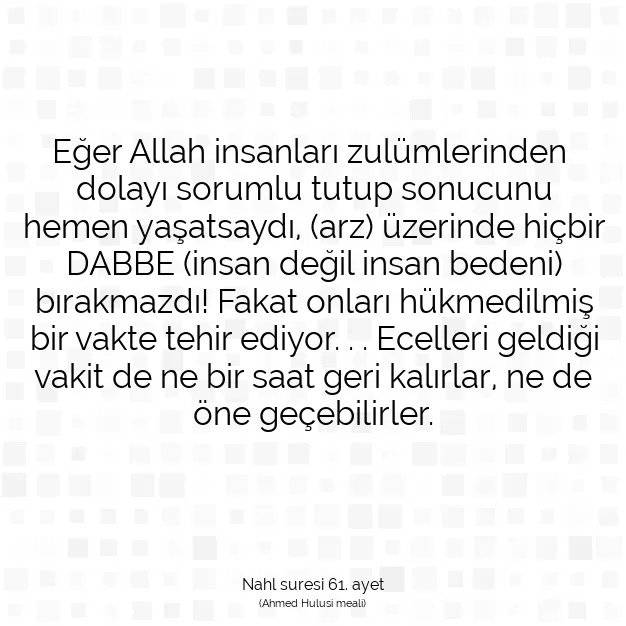 Ayetbul | Kuran Mealleri | Quran | Nahl suresi 61. ayet