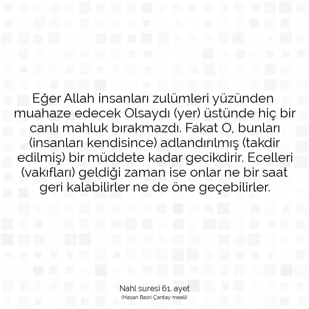 Ayetbul | Kuran Mealleri | Quran | Nahl suresi 61. ayet