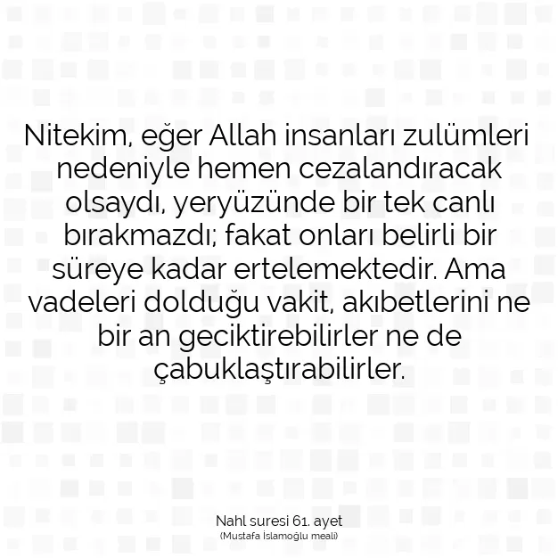 Ayetbul | Kuran Mealleri | Quran | Nahl suresi 61. ayet