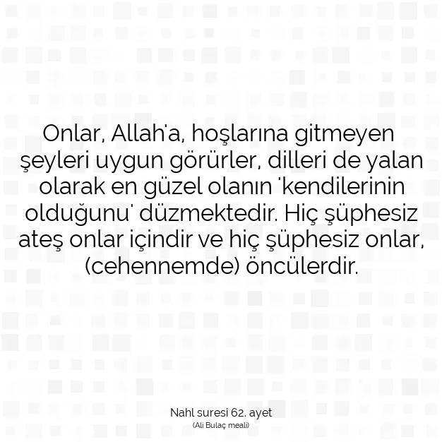 Ayetbul | Kuran Mealleri | Quran | Nahl suresi 62. ayet