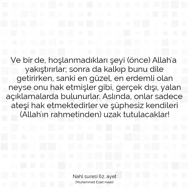 Ayetbul | Kuran Mealleri | Quran | Nahl suresi 62. ayet