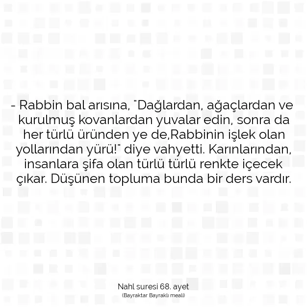 Ayetbul | Kuran Mealleri | Quran | Nahl suresi 68. ayet