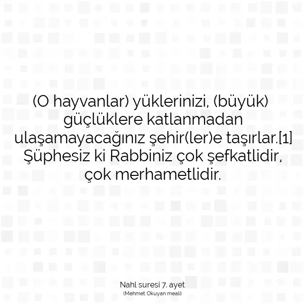 Ayetbul | Kuran Mealleri | Quran | Nahl suresi 7. ayet