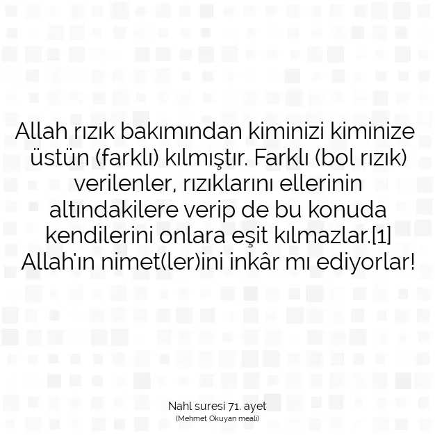 Ayetbul | Kuran Mealleri | Quran | Nahl suresi 71. ayet