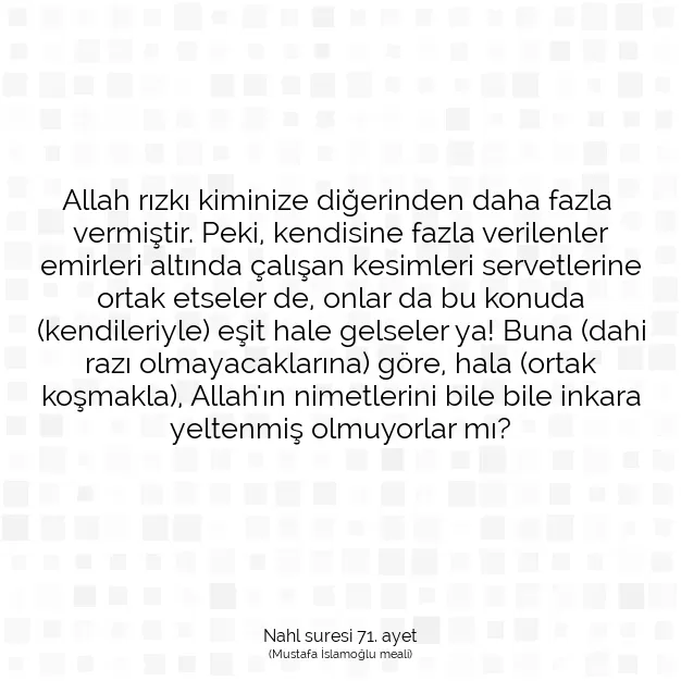 Ayetbul | Kuran Mealleri | Quran | Nahl suresi 71. ayet