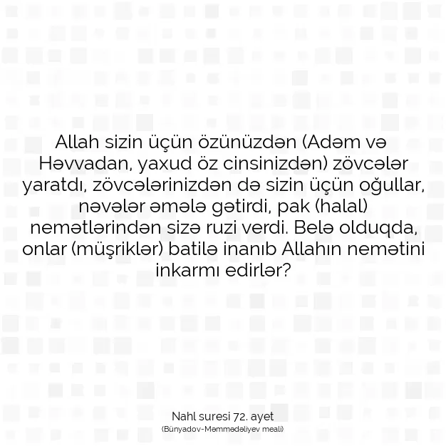 Ayetbul | Kuran Mealleri | Quran | Nahl suresi 72. ayet