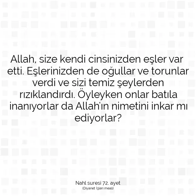 Ayetbul | Kuran Mealleri | Quran | Nahl suresi 72. ayet