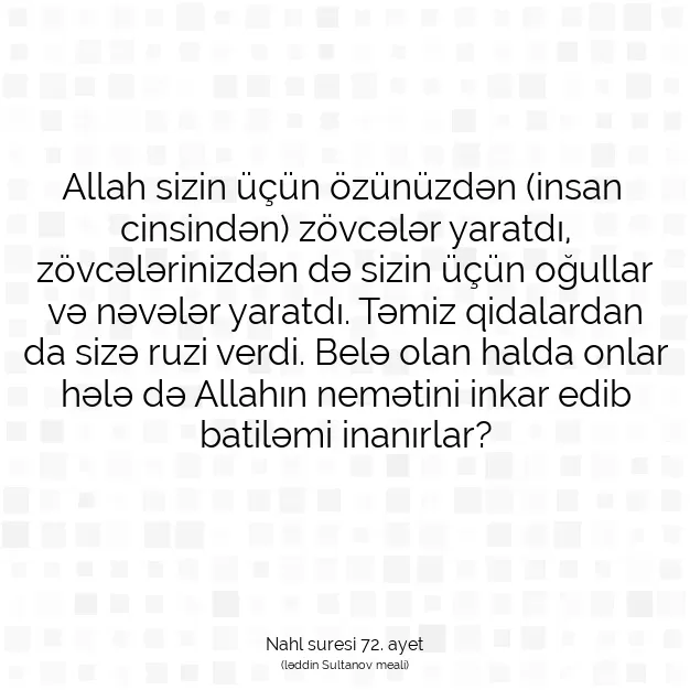 Ayetbul | Kuran Mealleri | Quran | Nahl suresi 72. ayet