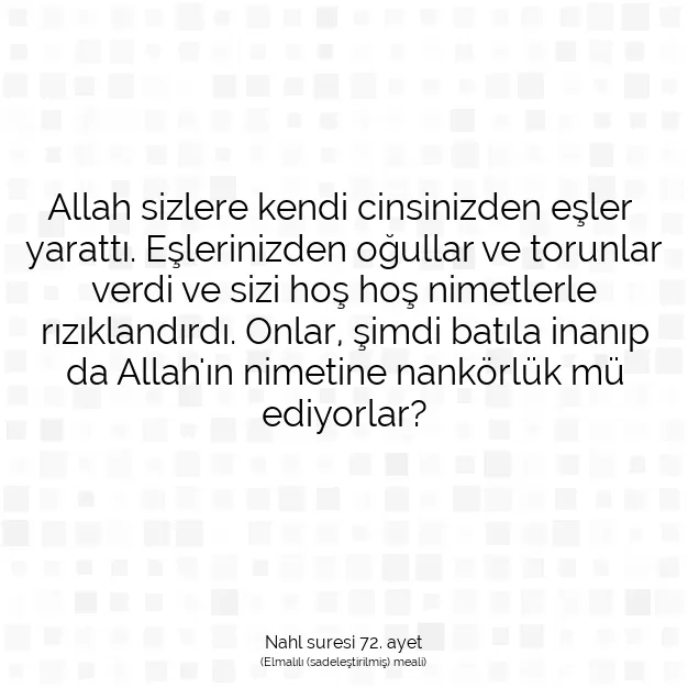 Ayetbul | Kuran Mealleri | Quran | Nahl suresi 72. ayet