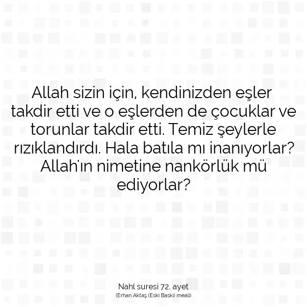 Ayetbul | Kuran Mealleri | Quran | Nahl suresi 72. ayet