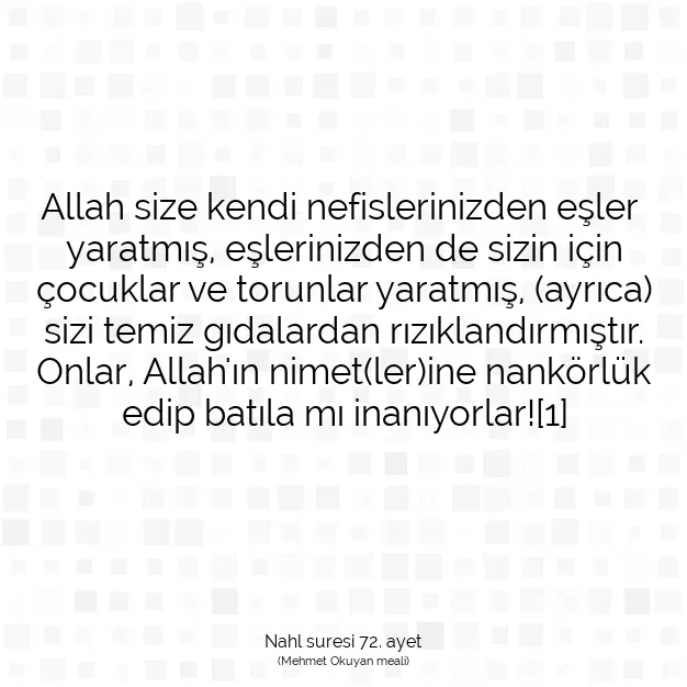 Ayetbul | Kuran Mealleri | Quran | Nahl suresi 72. ayet