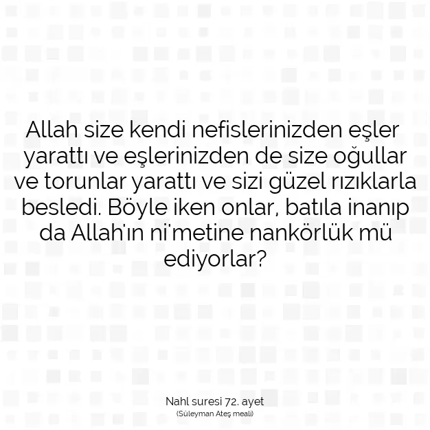 Ayetbul | Kuran Mealleri | Quran | Nahl suresi 72. ayet