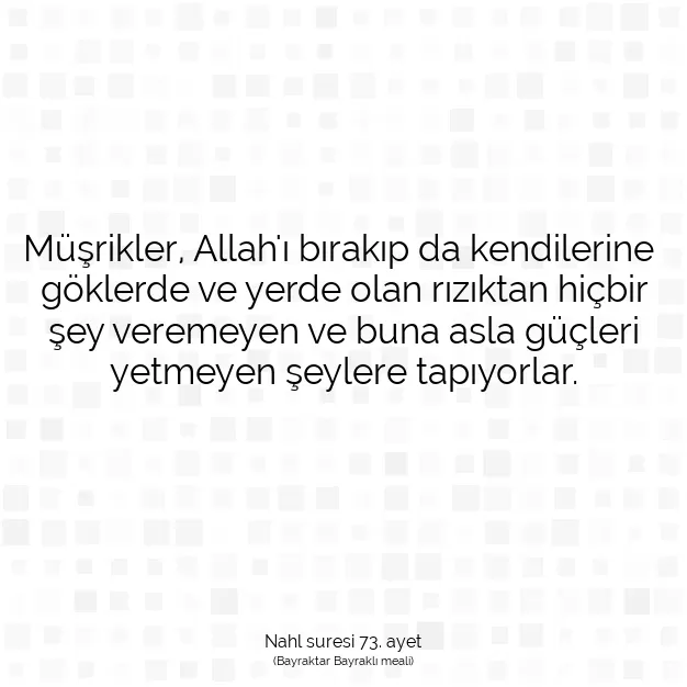 Ayetbul | Kuran Mealleri | Quran | Nahl suresi 73. ayet