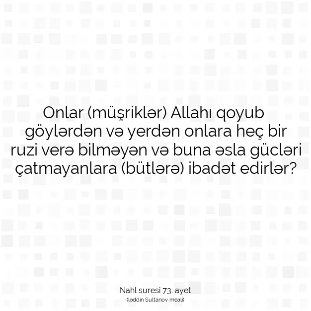 Ayetbul | Kuran Mealleri | Quran | Nahl suresi 73. ayet