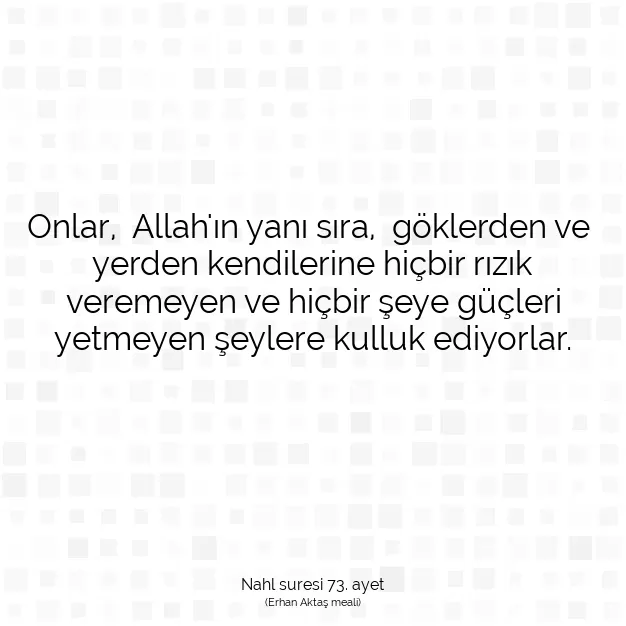 Ayetbul | Kuran Mealleri | Quran | Nahl suresi 73. ayet