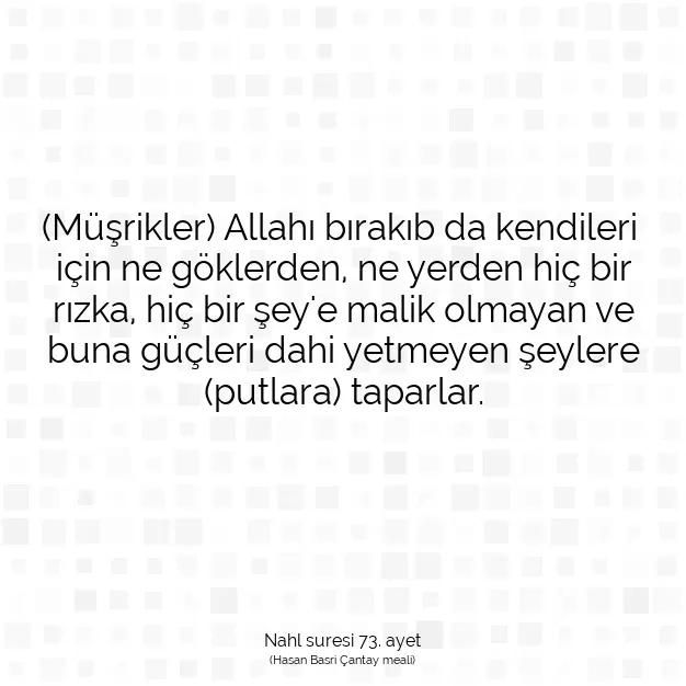 Ayetbul | Kuran Mealleri | Quran | Nahl suresi 73. ayet