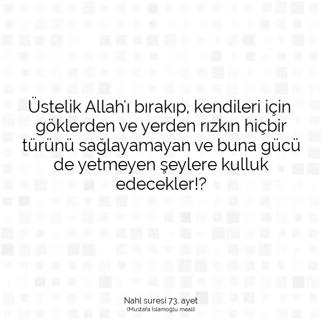 Ayetbul | Kuran Mealleri | Quran | Nahl suresi 73. ayet