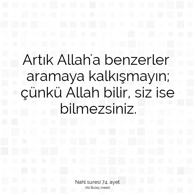 Ayetbul | Kuran Mealleri | Quran | Nahl suresi 74. ayet