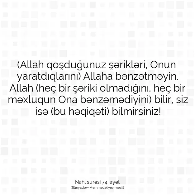 Ayetbul | Kuran Mealleri | Quran | Nahl suresi 74. ayet