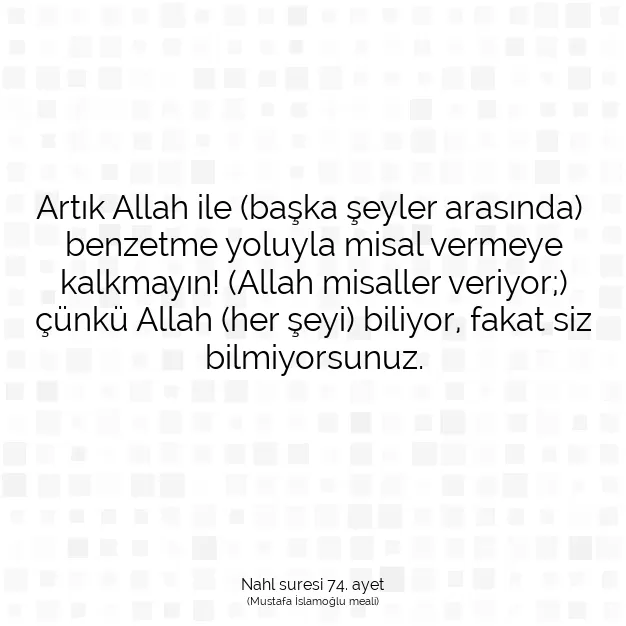 Ayetbul | Kuran Mealleri | Quran | Nahl suresi 74. ayet