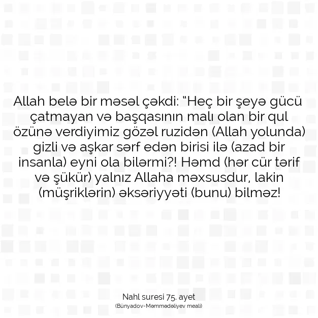 Ayetbul | Kuran Mealleri | Quran | Nahl suresi 75. ayet