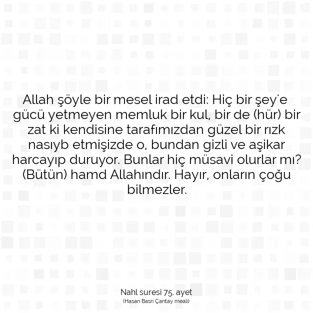 Ayetbul | Kuran Mealleri | Quran | Nahl suresi 75. ayet