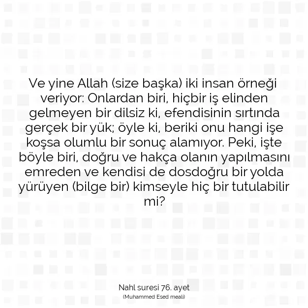 Ayetbul | Kuran Mealleri | Quran | Nahl suresi 76. ayet