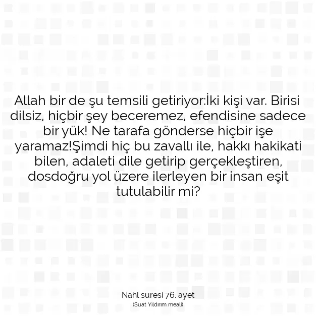 Ayetbul | Kuran Mealleri | Quran | Nahl suresi 76. ayet