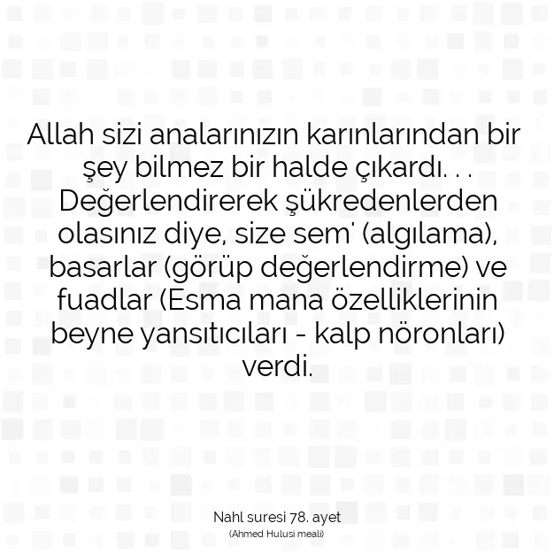 Ayetbul | Kuran Mealleri | Quran | Nahl suresi 78. ayet