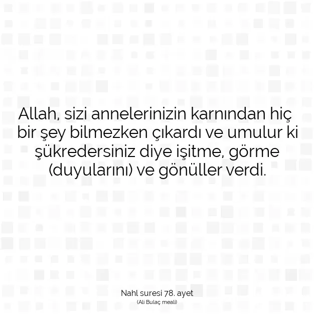 Ayetbul | Kuran Mealleri | Quran | Nahl suresi 78. ayet