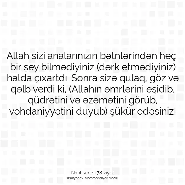 Ayetbul | Kuran Mealleri | Quran | Nahl suresi 78. ayet