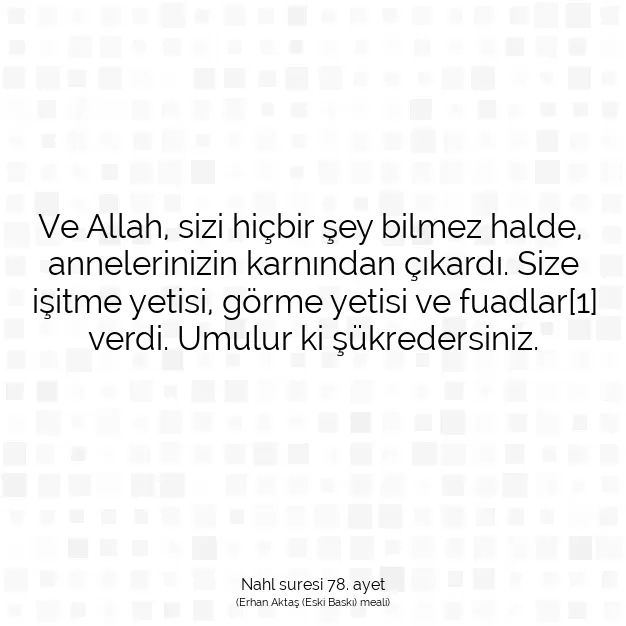 Ayetbul | Kuran Mealleri | Quran | Nahl suresi 78. ayet