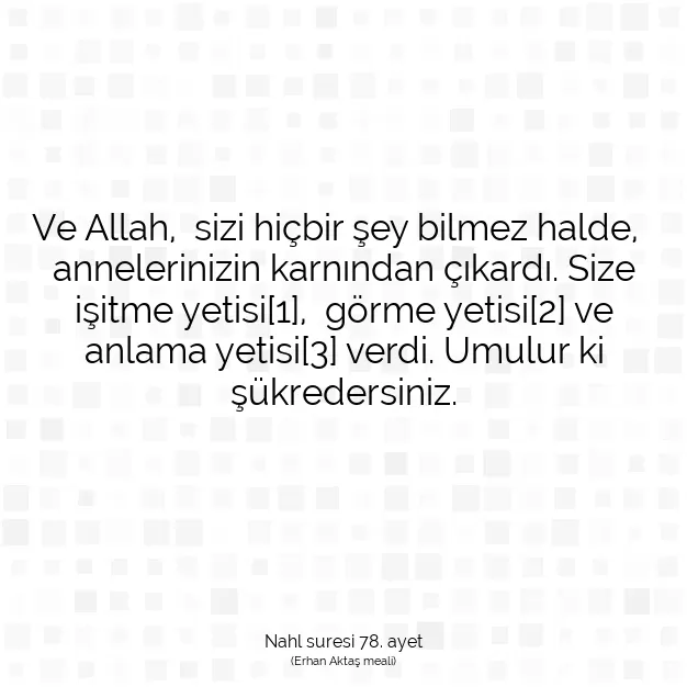 Ayetbul | Kuran Mealleri | Quran | Nahl suresi 78. ayet