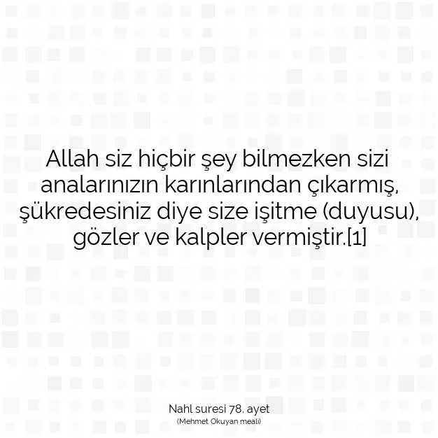 Ayetbul | Kuran Mealleri | Quran | Nahl suresi 78. ayet