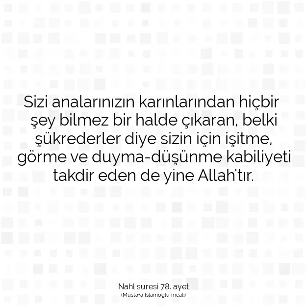 Ayetbul | Kuran Mealleri | Quran | Nahl suresi 78. ayet