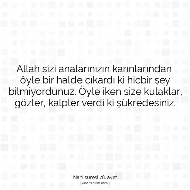 Ayetbul | Kuran Mealleri | Quran | Nahl suresi 78. ayet