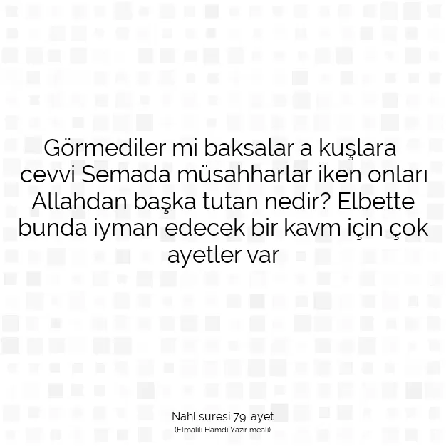 Ayetbul | Kuran Mealleri | Quran | Nahl suresi 79. ayet