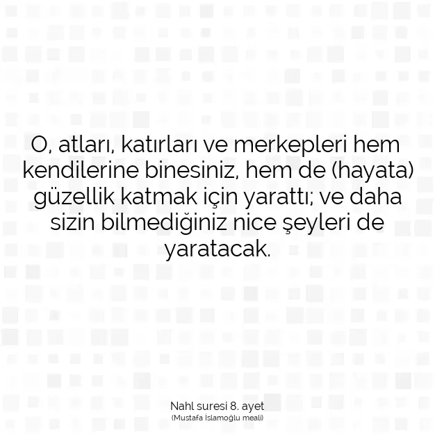 Ayetbul | Kuran Mealleri | Quran | Nahl suresi 8. ayet