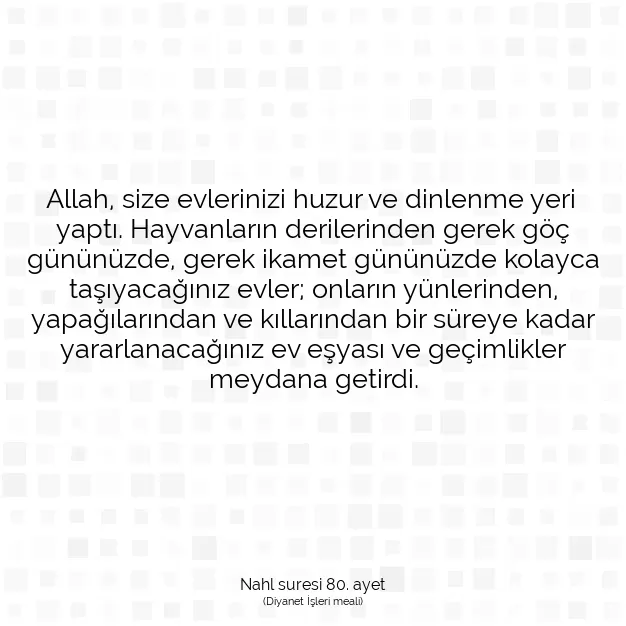 Ayetbul | Kuran Mealleri | Quran | Nahl suresi 80. ayet