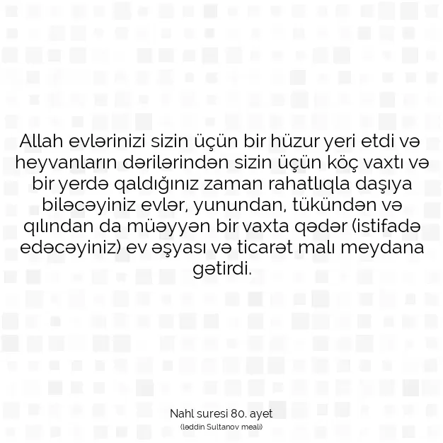 Ayetbul | Kuran Mealleri | Quran | Nahl suresi 80. ayet