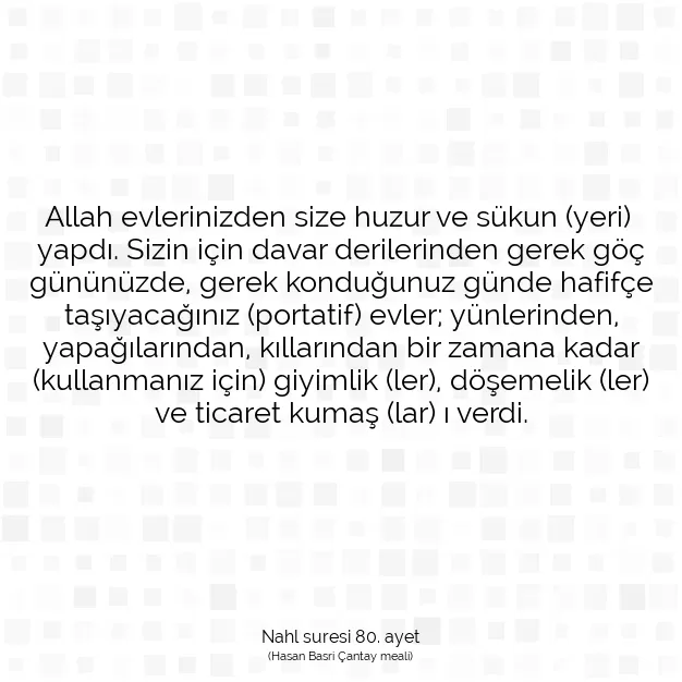 Ayetbul | Kuran Mealleri | Quran | Nahl suresi 80. ayet