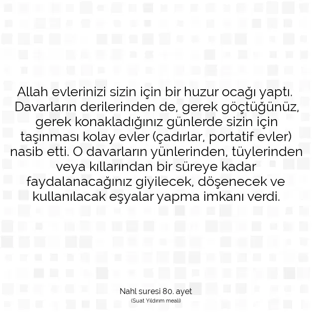 Ayetbul | Kuran Mealleri | Quran | Nahl suresi 80. ayet