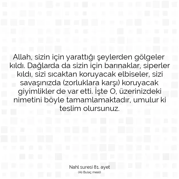 Ayetbul | Kuran Mealleri | Quran | Nahl suresi 81. ayet